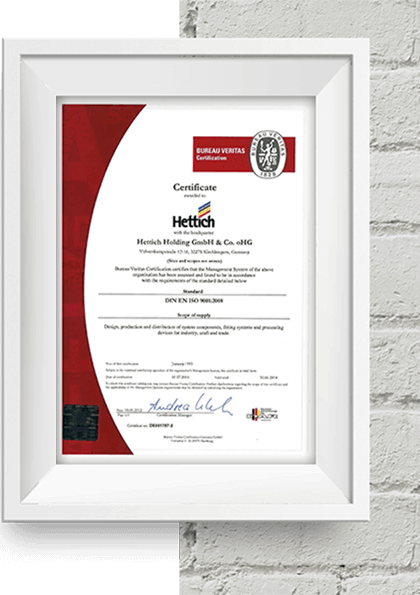 Сертификат Hettich Holding GmbH & Co.oHG