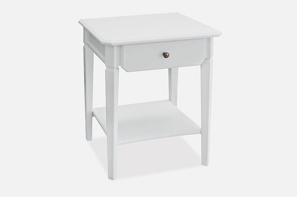 Bedside table Holly made of solid alder, white color